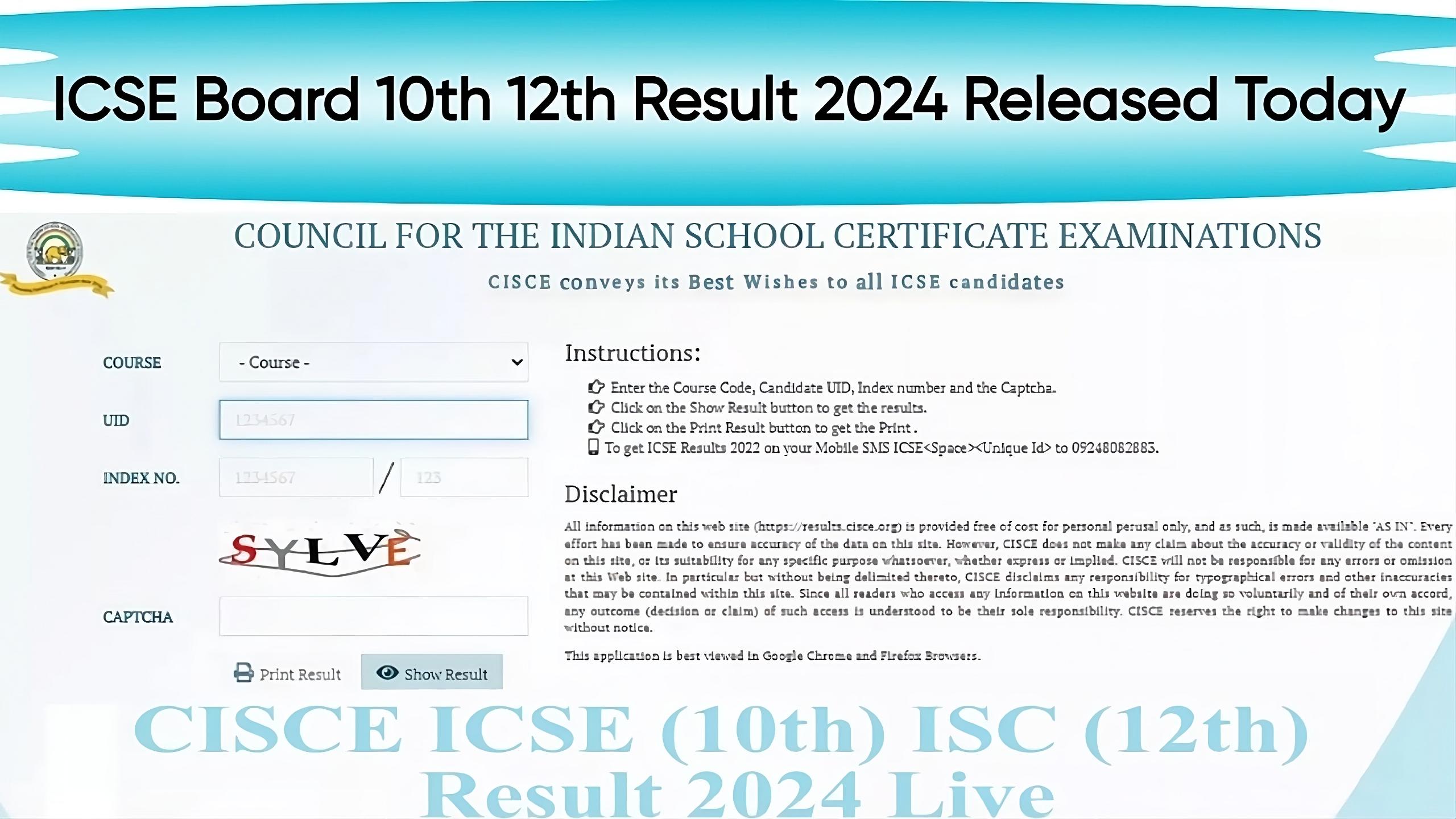 ICSE Board 10th 12th Result 2024 Released