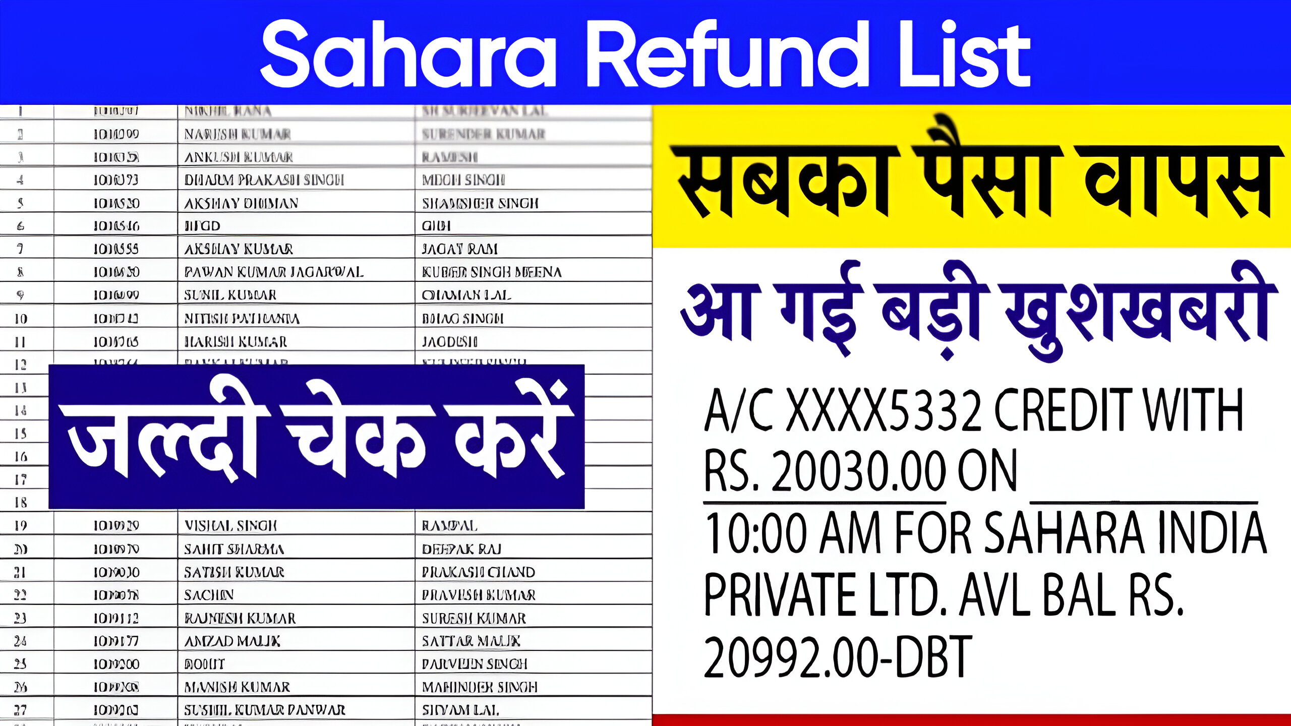 Sahara Refund List